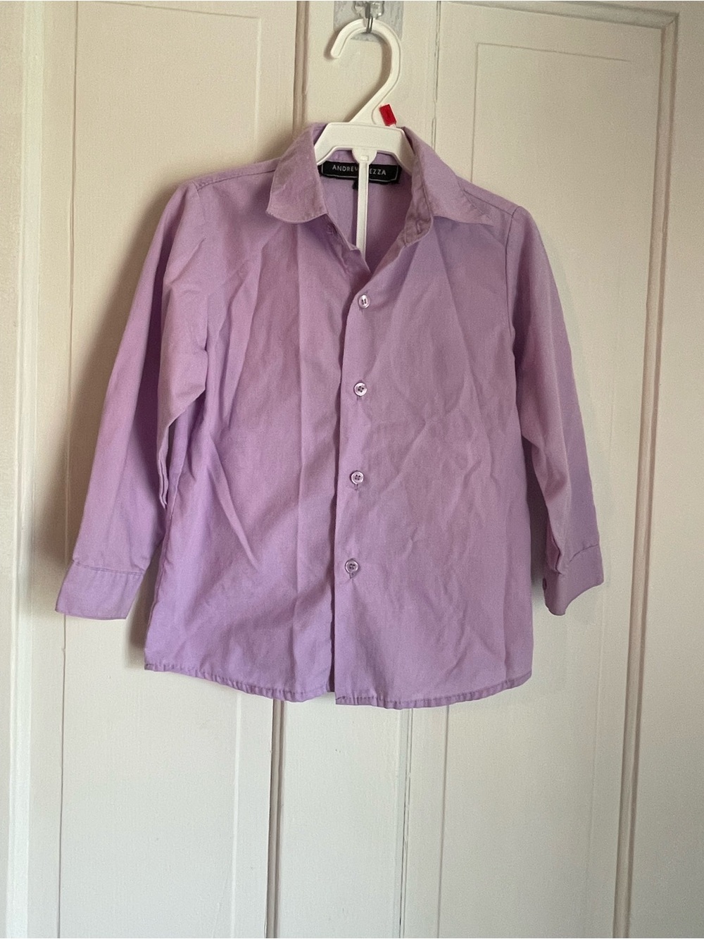 Andrew Fezza Boys' Long Sleeve Button-Up Shirt in Light Purple Size 2T